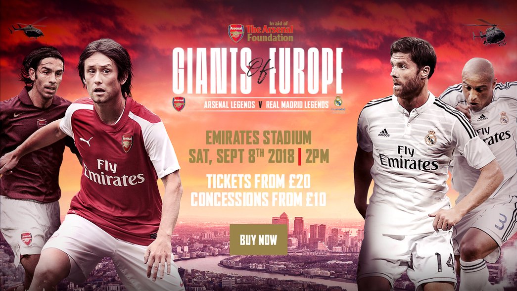 Arsenal Legends v Real Madrid Legends - Tickets | Arsenal.com